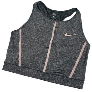 Nike Pro HyperCool Tank Crop Top AT4537-011 Sheer Back Black Heather & Pink Sz L